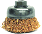 3" Crimped Wire Cup Brush - .020 Bronze; 5/8-11 A.H. - Non-Sparking Wire Wheel - Makers Industrial Supply
