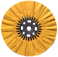 16 x 1-1/4'' (7 x 8'' Flange) - Cotton Treated - Stiff Yellow Sheeting for Non-Ferrous Metals Ventilated Bias Buffing Wheel - Makers Industrial Supply