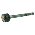 3" Diameter - Crimped Filament Internal Brush Deburring Tool - 0.026/120 Grit - 3/8" ARBOR - Makers Industrial Supply
