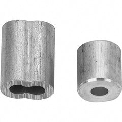 Wire Rope Cable Ferrule & Stop: 1/4" Rope Dia, Aluminum