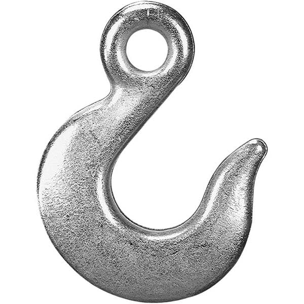 Eye Hooks; Chain Diameter: .25 in; Chain Grade: 43; Work Load Limit: 2600; Material: Forged Steel; Reach (Inch): .25 in; Hook Throat: .25 in; Eye Inside Diameter: .25 in