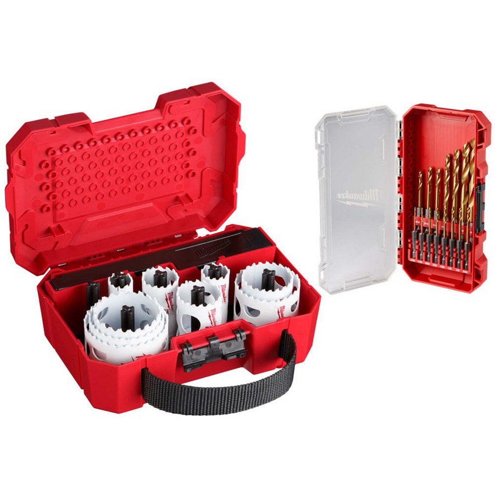 Hole Saw Kits; Minimum Saw Diameter (Decimal Inch): 3/4; Maximum Saw Diameter (Decimal Inch): 2-1/2; Number of Hole Saws: 9; Maximum Cutting Depth: 1.625; Cutting Edge Style: Toothed; Material: Bi-Metal; Material Application: Duct, Wood, Plastic, Metal, S