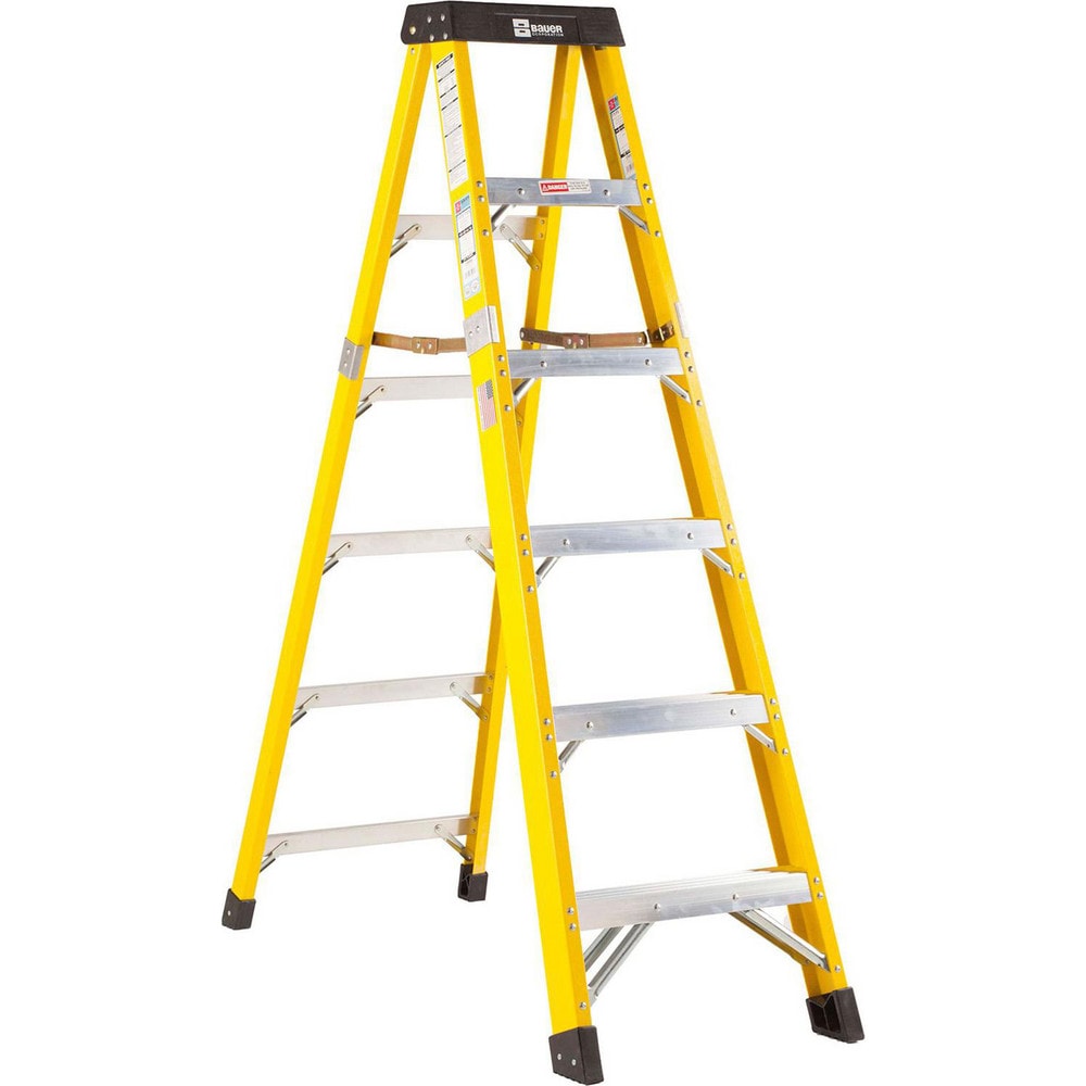 5 Step Fiberglass Foldable Step Ladder: Type IAA 375 lb Capacity 6' Height