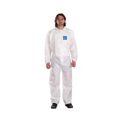 Disposable Coveralls: Size X-Large, 0.7064 oz, SMS, 2-Way Zipper with Storm Flap Closure