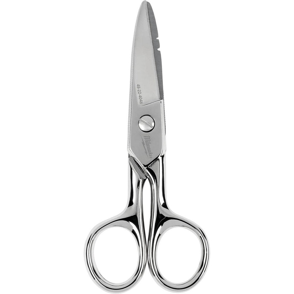 Scissors & Shears; Blade Material: Stainless Steel; Handle Material: Stainless Steel; Application: Cutting electrical materials, specifically in low voltage applications.; Cutting Length: 1.875 in; Handle Type: Straight; Handle Style: Steel; Handedness: R