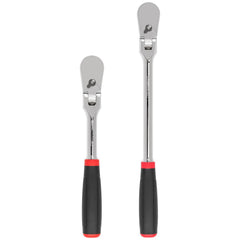 Ratchet Sets; Drive Size: 1/2 in; Overall Length (Inch): 10-1/2, 14; Head Shape: Pear; Head Features: Compact; Head Style: Flexible; Material: Steel; Handle Type: Compact; Finish: Full-Polished