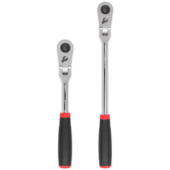 Ratchet Sets; Drive Size: 1/2 in; Overall Length (Inch): 10-1/2, 14; Head Shape: Pear; Head Features: Compact; Head Style: Flexible; Material: Steel; Handle Type: Compact; Finish: Full-Polished