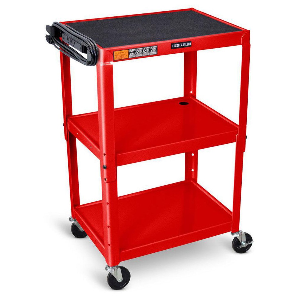 Utility Utility Cart: 18" Long, 24" Wide, Powder Coated Steel, 300 lb Capacity, Red