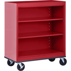 Bookcases; Overall Height: 42 in; Overall Width: 36; Overall Depth: 18; Material: Steel; Color: Textured Red; Shelf Weight Capacity: 200; Mobility: Yes; Modular: No