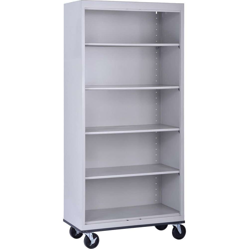 Bookcases; Overall Height: 78 in; Overall Width: 36; Overall Depth: 18; Material: Steel; Color: Dove Gray; Shelf Weight Capacity: 200; Mobility: Yes; Modular: No