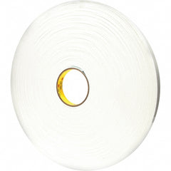 White Double-Sided Acrylic Foam Tape: 3/4" Wide, 36 yd Long, 120 mil Thick, Acrylic Adhesive