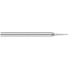 Tapered End Mill: 15 deg Angle per Side, 0.0600" Small Dia, 0.4800" LOC, 3 Flute, Tapered End