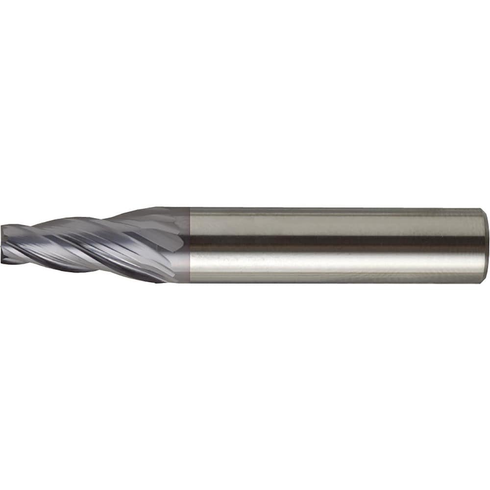 Tapered End Mill: 3 deg Angle per Side, 3.00 mm Small Dia, 10.00 mm LOC, 4 Flute, Square End