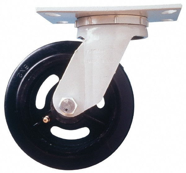 Swivel Top Plate Caster: Semi-Steel, 4" Wheel Dia, 2" Wheel Width, 1,000 lb Capacity, 5-5/8" OAH