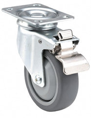 Swivel Top Plate Caster: Polyurethane Mold on Polypropylene & Polyurethane, 5" Wheel Dia, 1-1/4" Wheel Width, 220 lb Capacity, 6-5/16" OAH