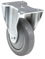 Rigid Top Plate Caster: Thermoplastic Rubber, 4" Wheel Dia, 1-1/4" Wheel Width, 175 lb Capacity, 5-5/16" OAH