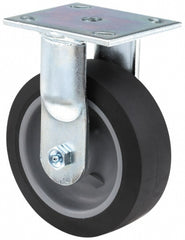 Rigid Top Plate Caster: Polyolefin, 5" Wheel Dia, 2" Wheel Width, 580 lb Capacity, 6-1/2" OAH