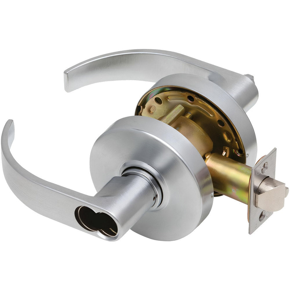 Lever Locksets; Lockset Type: Classroom; Key Type: Keyed Different; Back Set: 2-3/4; Cylinder Type: Less Core; Material: Metal; Door Thickness: 1-3/8 to 1/3-4; Finish: Satin Chrome