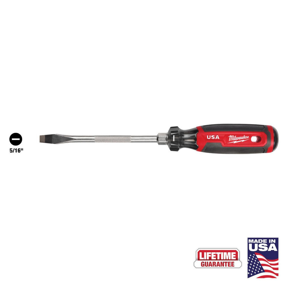 Slotted Screwdrivers; Blade Width (Inch): 5/16; Blade Length (Inch): 6; Overall Length (Decimal Inch): 11.0000; Handle Type: Cushion Grip, Comfort Grip; Handle Length (Decimal Inch