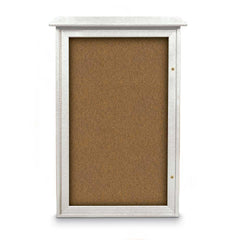 Enclosed Bulletin Board: 42" Wide, 26" High, Cork, Tan