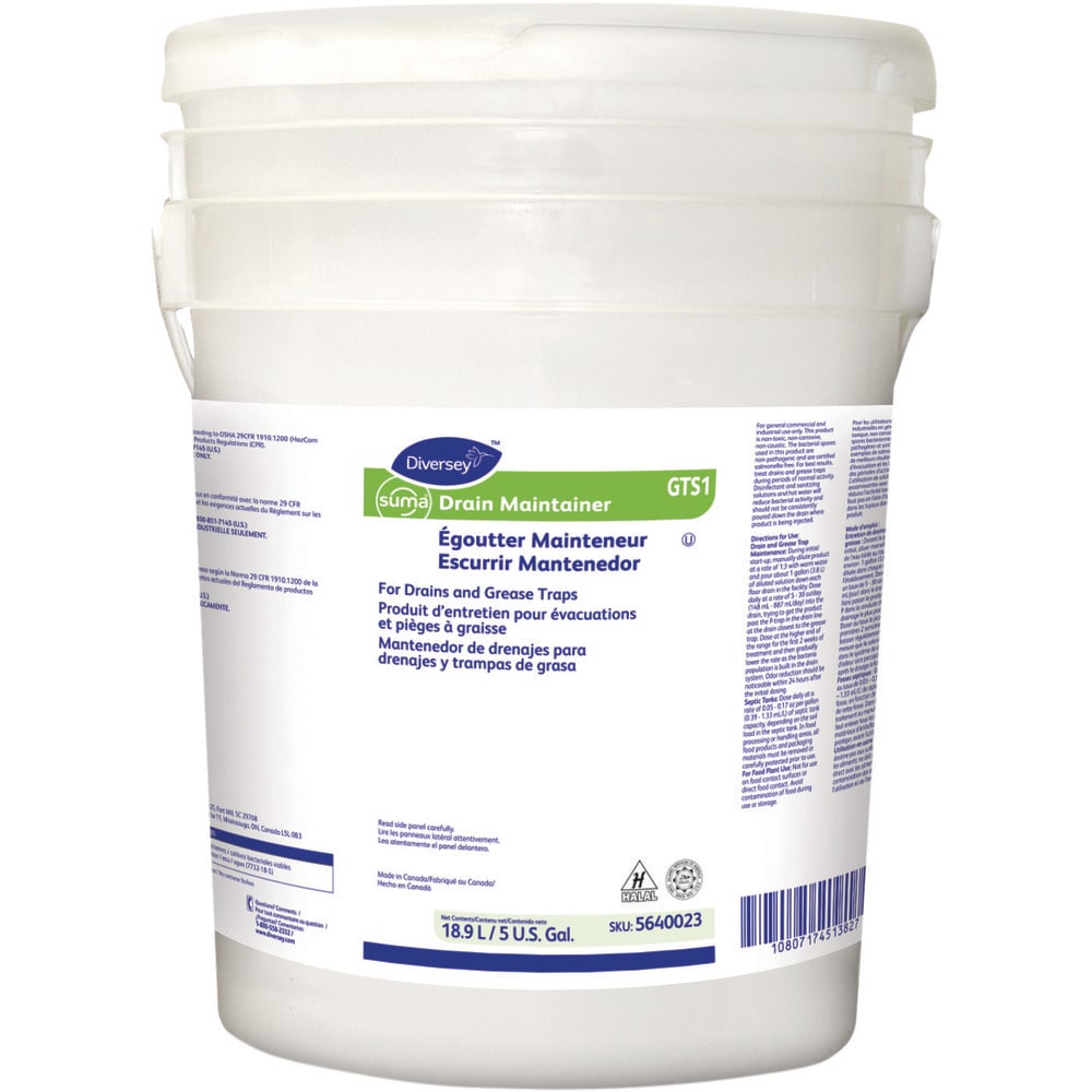 Drain Cleaners & Openers; Product Type: Drain Maintainer; Form: Liquid; Container Type: Pail; Container Size: 5 gal; Scent: Unscented; For Use With: Grease Trap, Septic System, Drain, Pipe