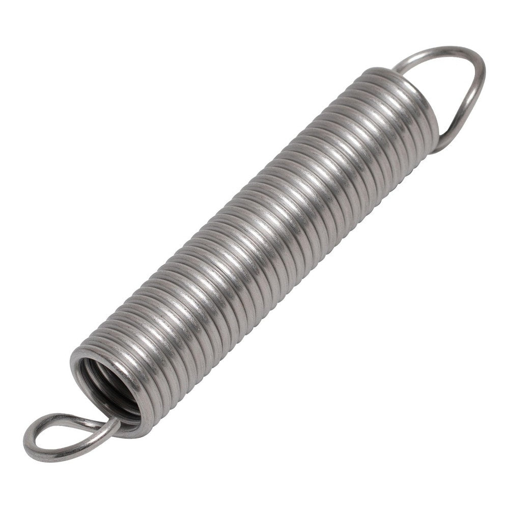 Extension Springs; End Type: Full Twist Loop; Outside Diameter (mm): 18.0000; Spring Rate: 4.7000; Material: Stainless Steel; Overall Length (Decimal Inch): 12.1360