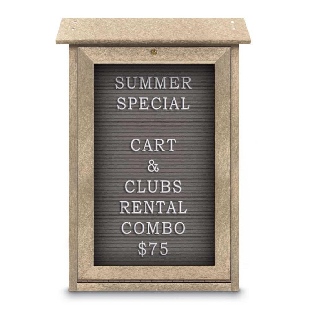 Enclosed Letter Board: 18" Wide, 29" High, Fabric, Gray