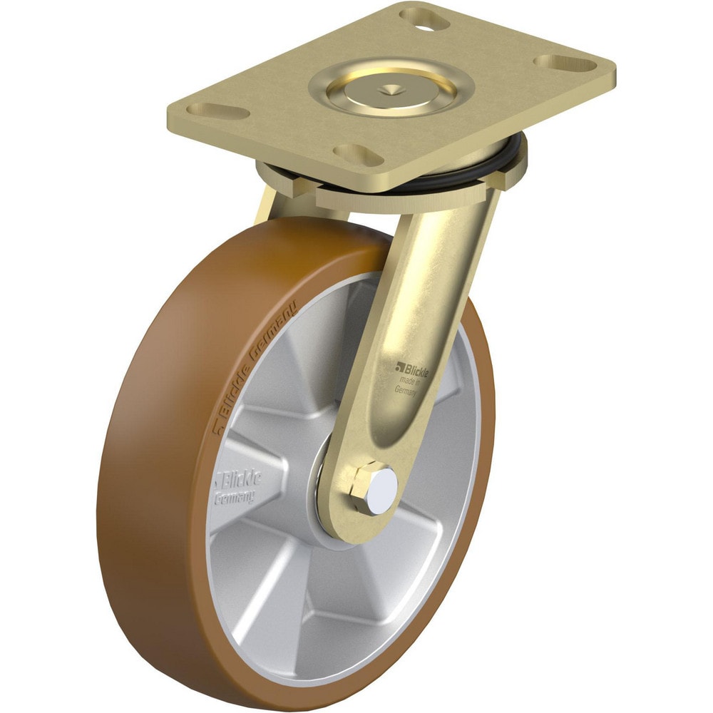 Top Plate Casters; Mount Type: Plate; Number of Wheels: 1.000; Wheel Diameter (Inch): 8; Wheel Material: Polyurethane; Wheel Width (Inch): 2; Wheel Color: Blue