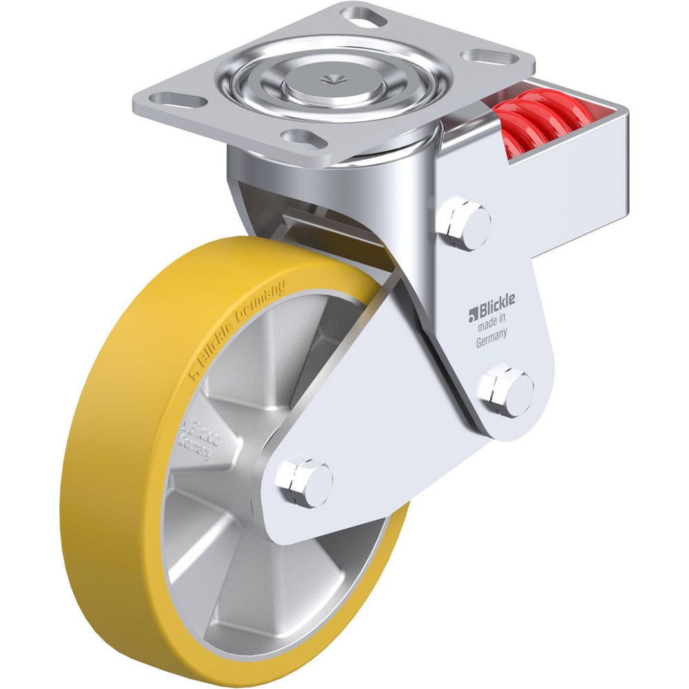 Top Plate Casters; Mount Type: Plate; Number of Wheels: 1.000; Wheel Diameter (Inch): 4; Wheel Material: Polyurethane; Wheel Width (Inch): 1-9/16; Wheel Color: Blue