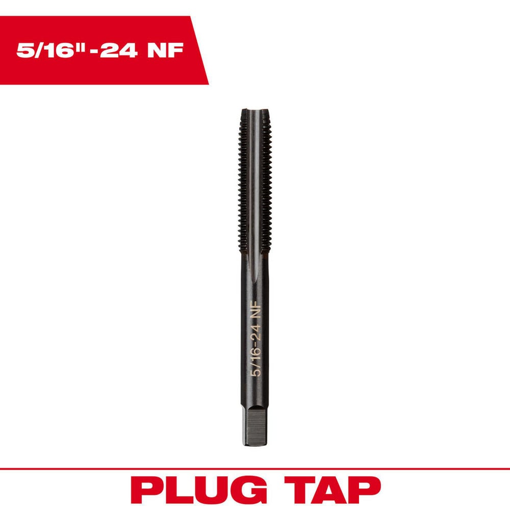 Straight Flute Tap: 5/16-24 (UNF) 4 Flute, Plug Chamfer, 2B Class of Fit, High-Carbon Steel, Black Oxide Finish