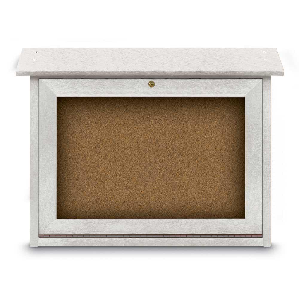 Enclosed Bulletin Board: 24" Wide, 18" High, Cork, Tan