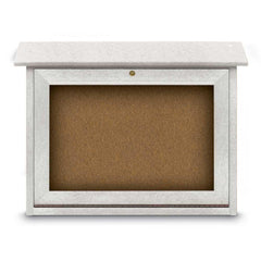 Enclosed Bulletin Board: 24" Wide, 18" High, Cork, Tan