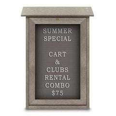 Enclosed Letter Board: 18" Wide, 29" High, Fabric, Gray