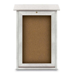 Enclosed Bulletin Board: 18" Wide, 29" High, Cork, Tan