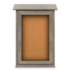 Enclosed Cork Bulletin Board: 18" Wide, 29" High, Cork, Natural Tan