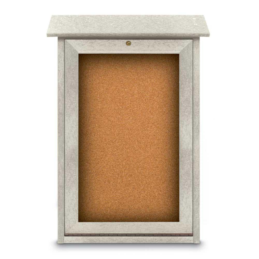 Enclosed Cork Bulletin Board: 18" Wide, 29" High, Cork, Natural Tan