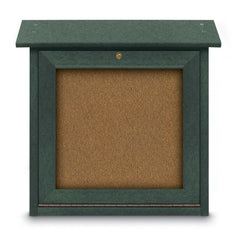 Enclosed Bulletin Board: 18" Wide, 18" High, Cork, Tan