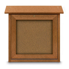 Enclosed Bulletin Board: 18" Wide, 18" High, Cork, Tan