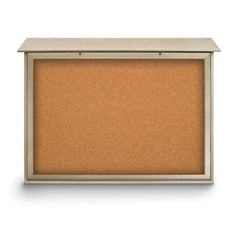 Enclosed Cork Bulletin Board: 52" Wide, 40" High, Cork, Natural Tan