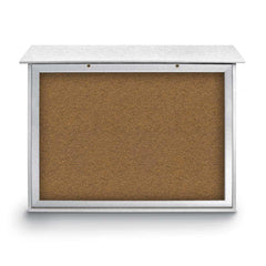 Enclosed Bulletin Board: 45" Wide, 36" High, Cork, Tan