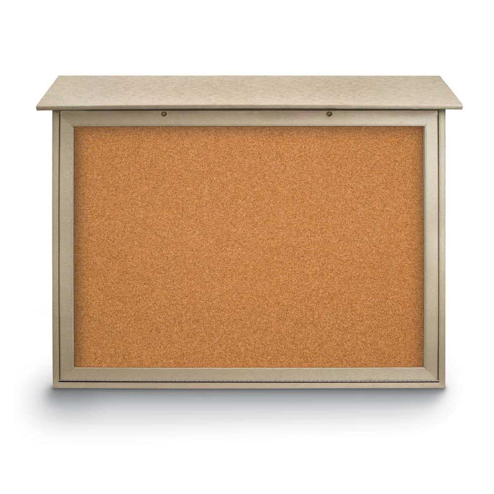 Enclosed Cork Bulletin Board: 45" Wide, 36" High, Cork, Natural Tan