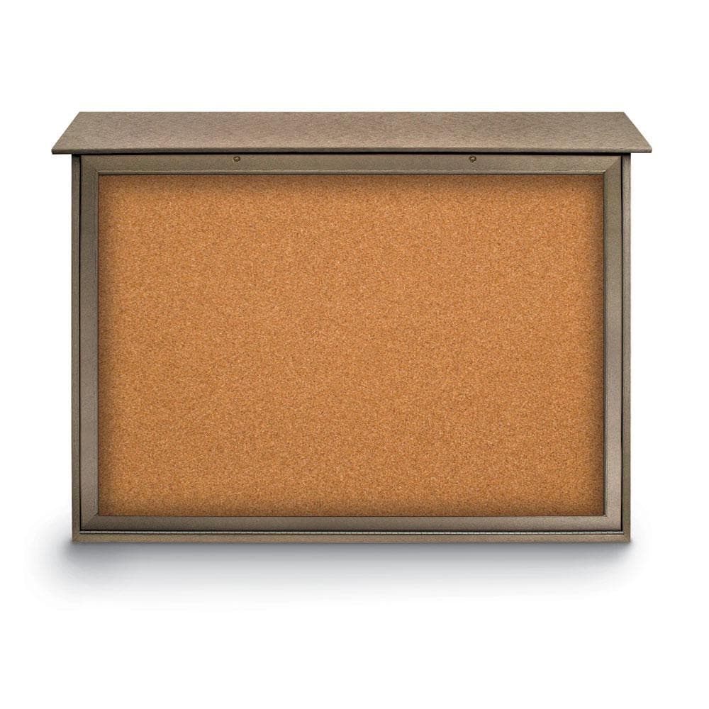 Enclosed Cork Bulletin Board: 52" Wide, 40" High, Cork, Natural Tan