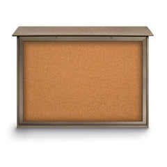 Enclosed Cork Bulletin Board: 52" Wide, 40" High, Cork, Natural Tan