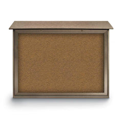 Enclosed Bulletin Board: 45" Wide, 36" High, Cork, Tan