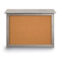 Enclosed Cork Bulletin Board: 45" Wide, 36" High, Cork, Natural Tan