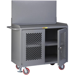 Mobile Work Centers; Center Type: Center Shelf; Load Capacity: 3600; Height (Inch): 67; Number Of Bins: 0; Color: Gray; Overall Depth: 24 in; Overall Height: 67 in