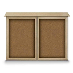 Enclosed Bulletin Board: 52" Wide, 40" High, Cork, Tan