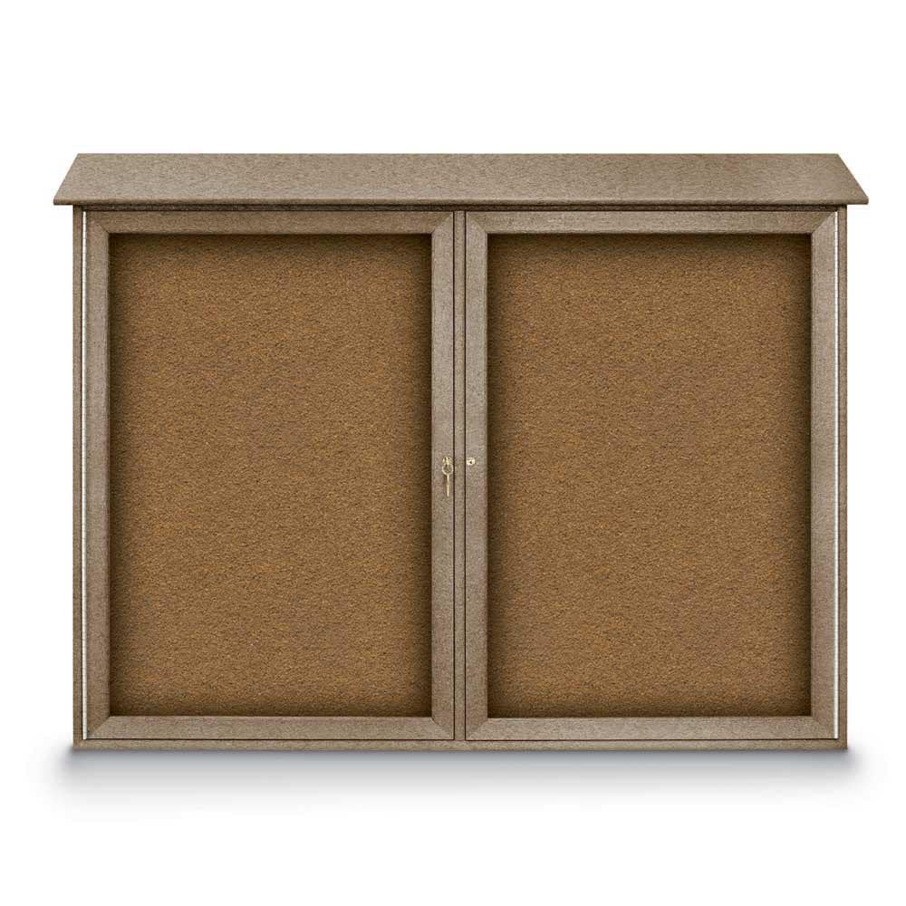 Enclosed Bulletin Board: 52" Wide, 40" High, Cork, Tan