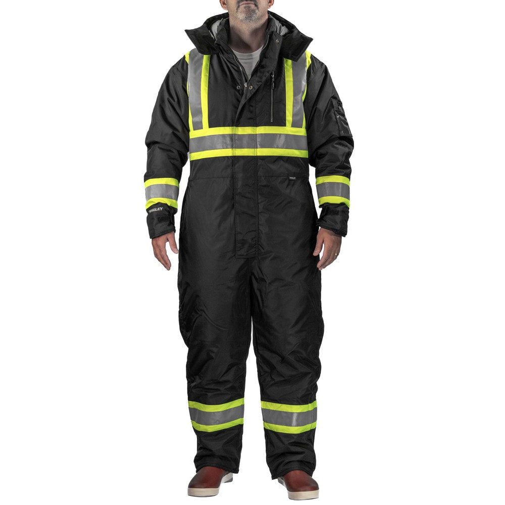 Coveralls & Overalls; Garment Style: Coveralls; Size: Large; Color: Black, Fluorescent Yellow-Green; Material: 420D Polyurethane Coated Nylon, Polyester; Hazardous Protection Level: ANSI/ISEA 107 Type O, Class 1; CSA Z96 Class 1 Level 2; Ankle Style: Open