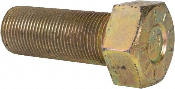 Hex Head Cap Screw: 1-1/8-12, 3" Length Under Head, Grade L9 Steel, Yellow Zinc Dichromate Finish